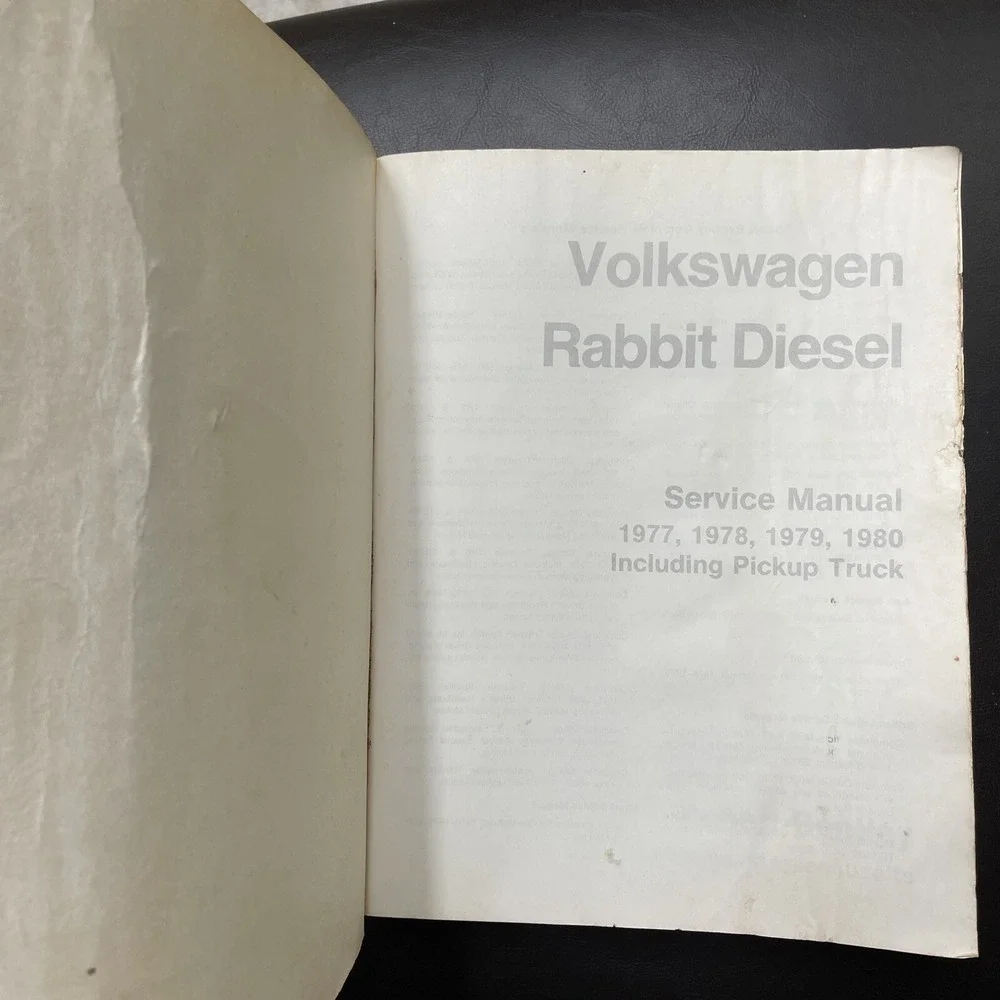 VW Rabbit Diesel Service Manual 1977 1978 1979 1980 (Pickup truck) Bentley